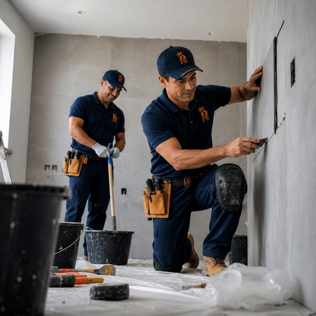 Palm Repairs team member with a satisfied homeowner